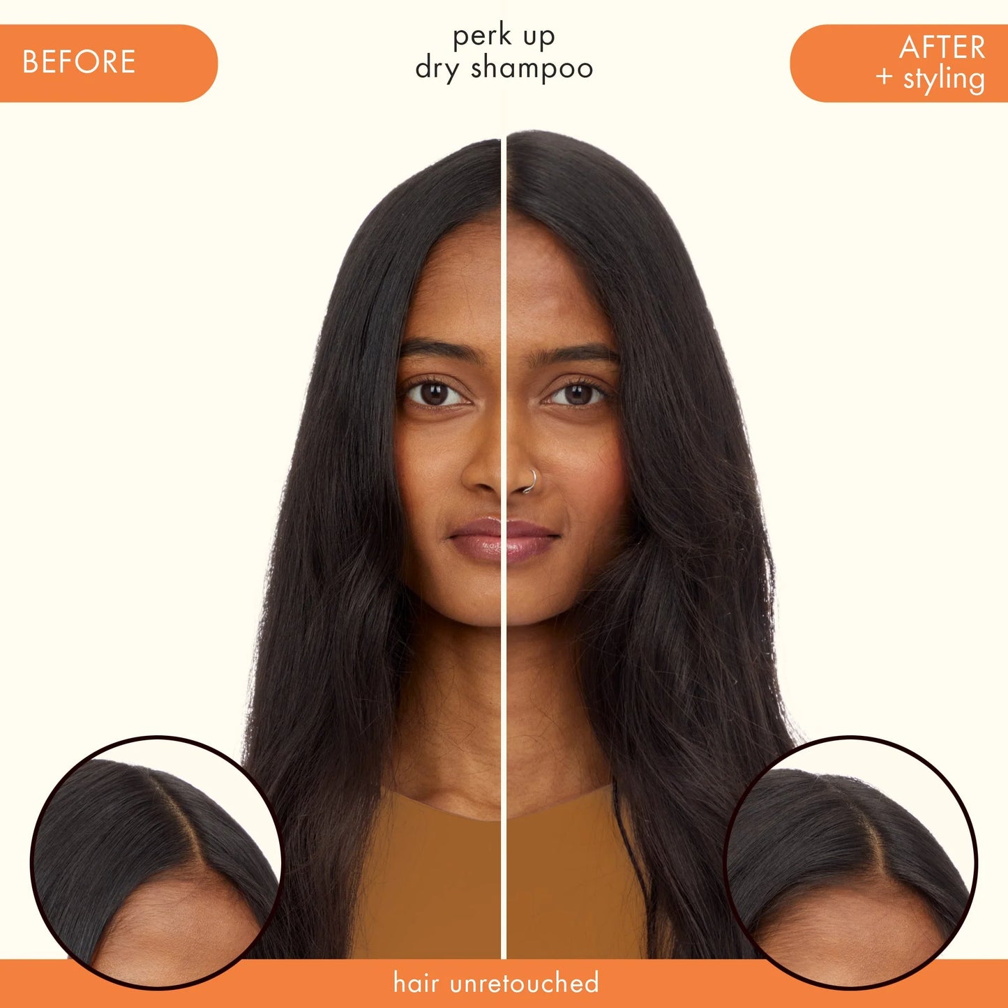 Amika Perk Up Dry Shampoo Before After