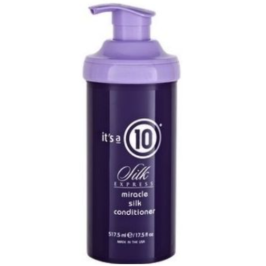Purple bottle of 'it's a 10' Silk Express miracle silken conditioner on a white background