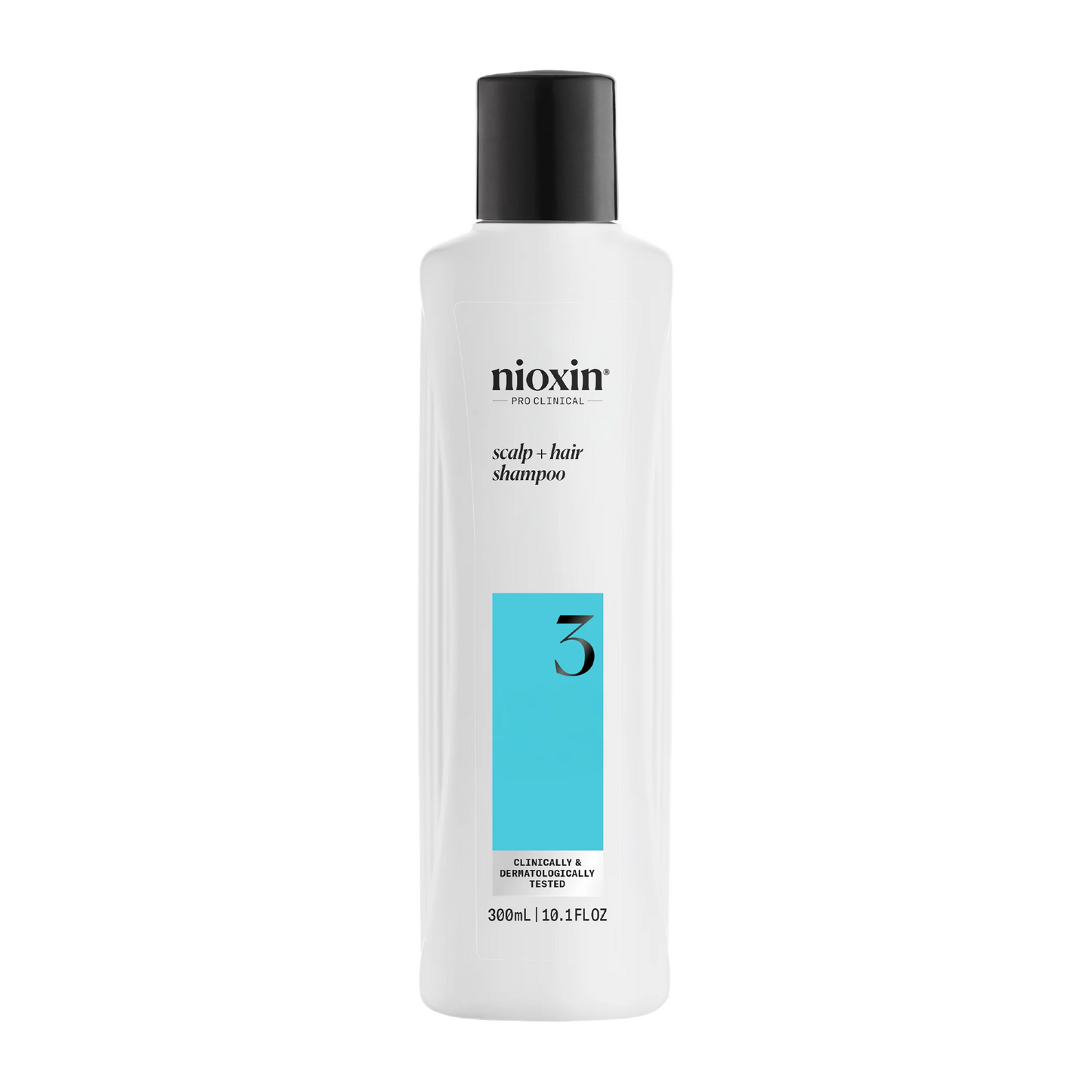 Nioxin shampoo bottle on a white background