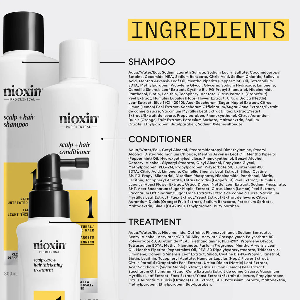 Nioxin System 1 -Natural Hair, Light Thinning 9 Month Supply