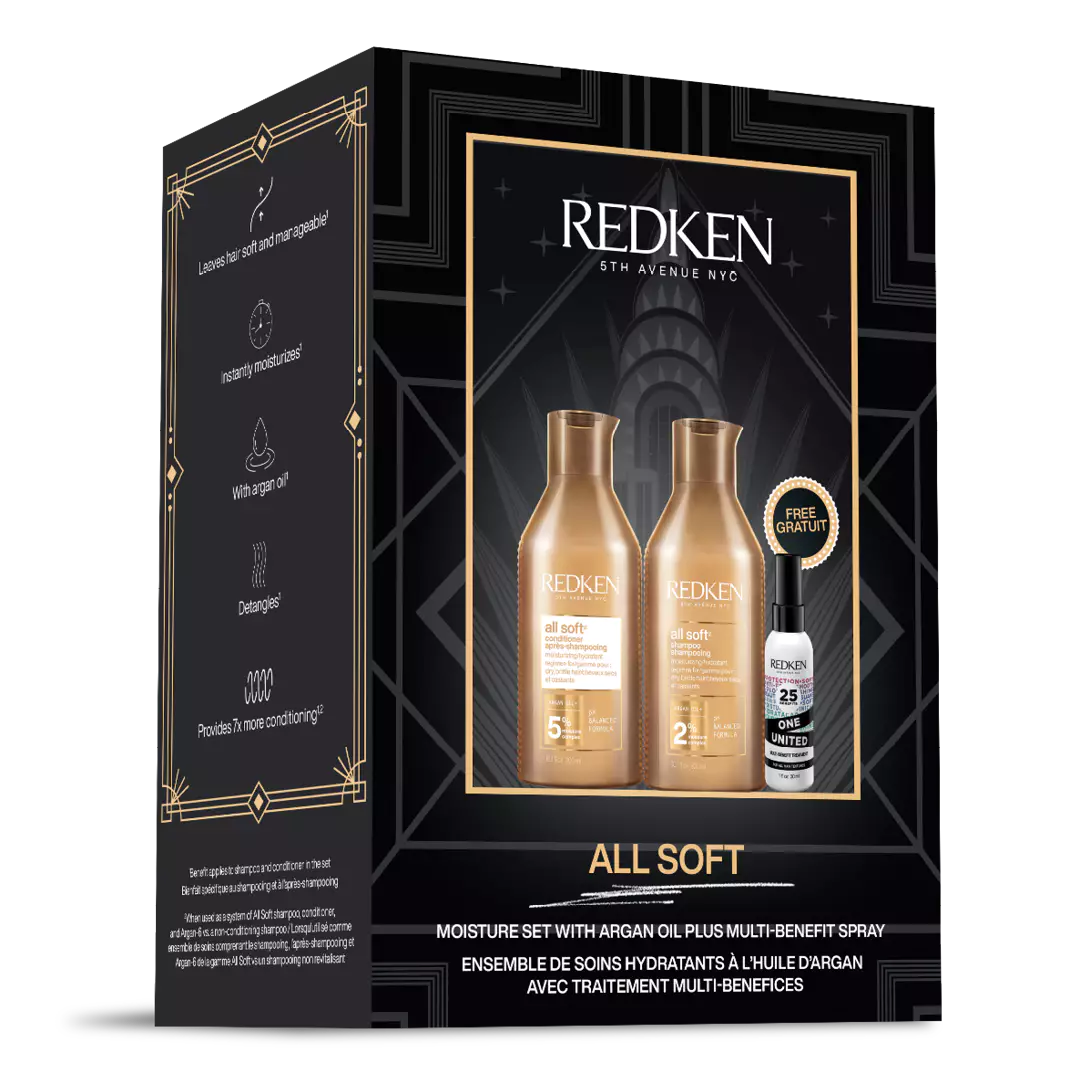 Redken hair care product set packaging on a white background