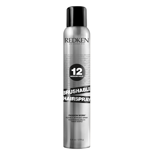 Redken hairspray bottle on a white background