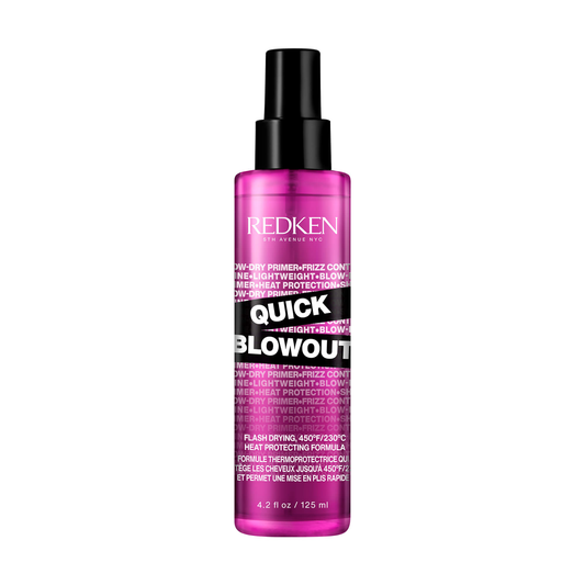 Redken Quick Blowout hair product bottle on a white background
