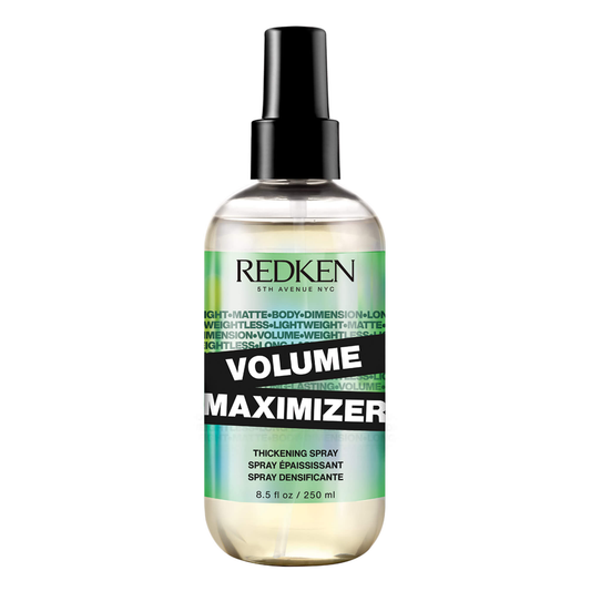 Redken Volume Maximizer spray bottle on a white background