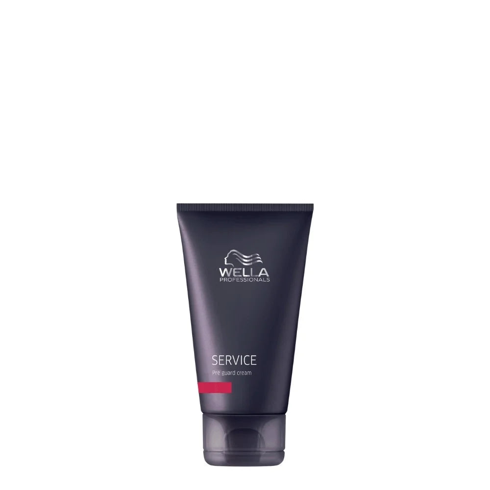 Wella Professionals Service pre guard cream 75 ml hair product tube in dark navy blue with white text and a small red accent band, centered on a plain white background.