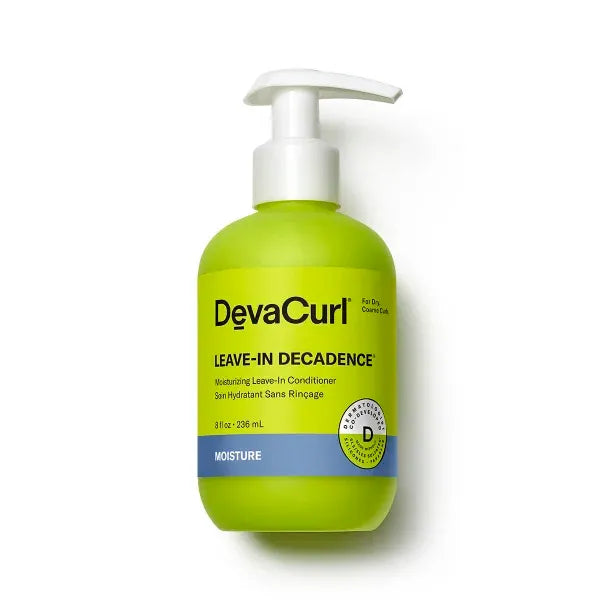 Devacurl Leave-In Decadence conditioner bottle on a white background