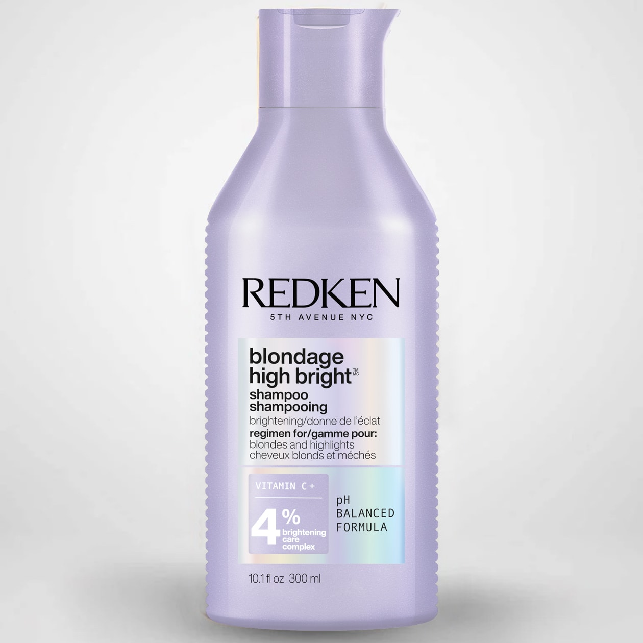 Redken Blondage High Bright shampoo bottle on a white background