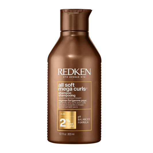 Redken shampoo bottle for mega curls on a white background