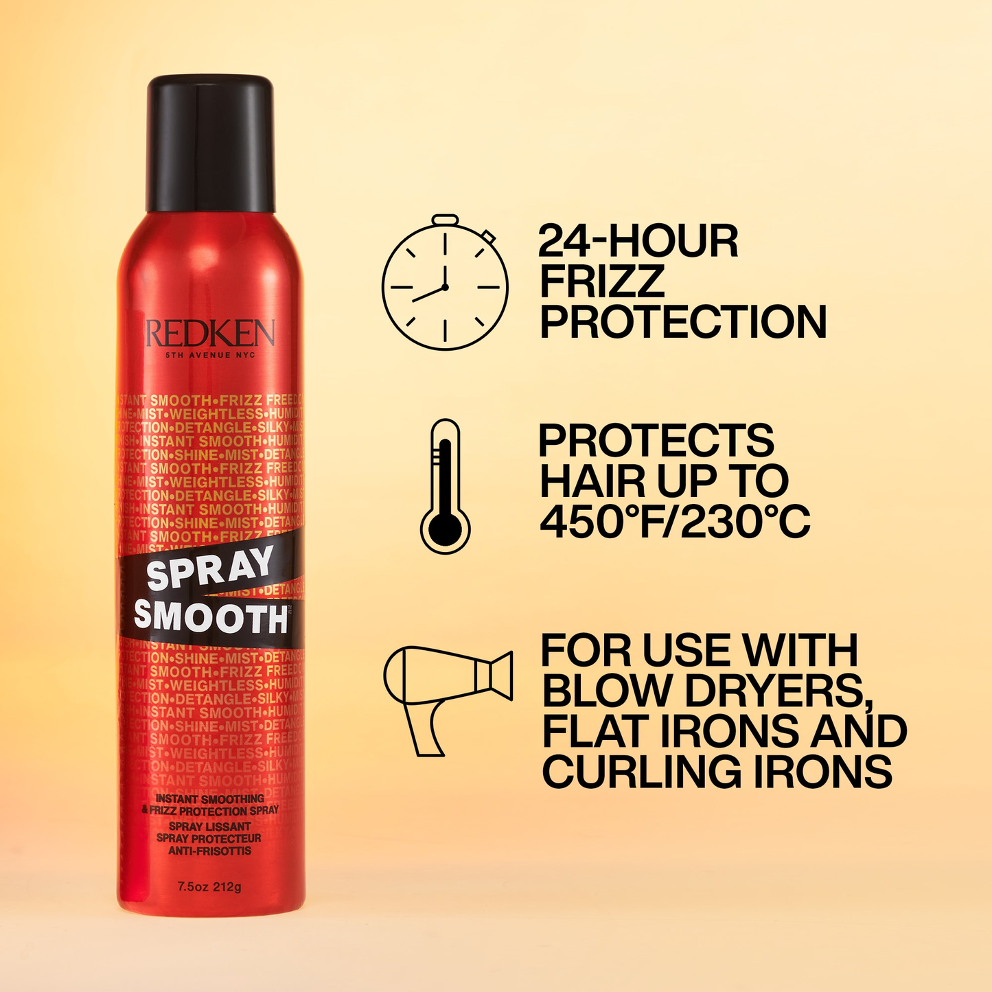Redken Spray Smooth 7.5oz/212g | Instant Smoothing and Frizz Protection