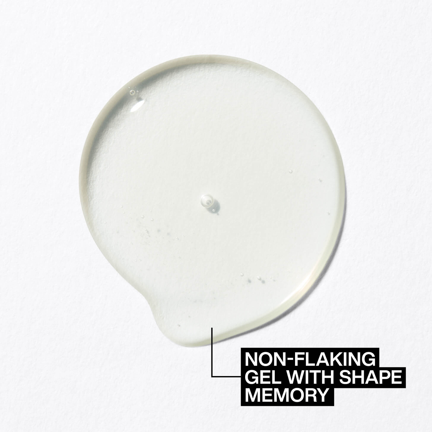 Clear gel with shape memory on a white background
