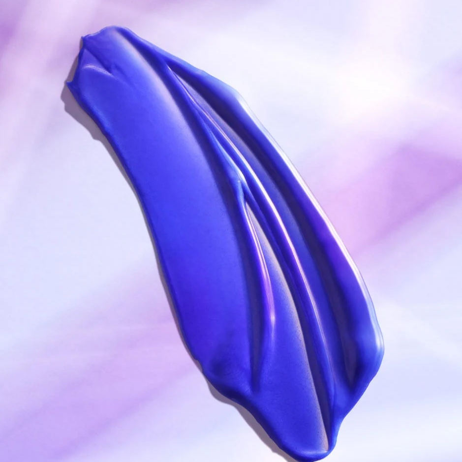 Blue paint swatch on a gradient background
