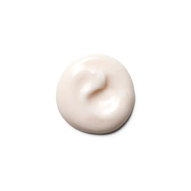 White cream swatch on a white background