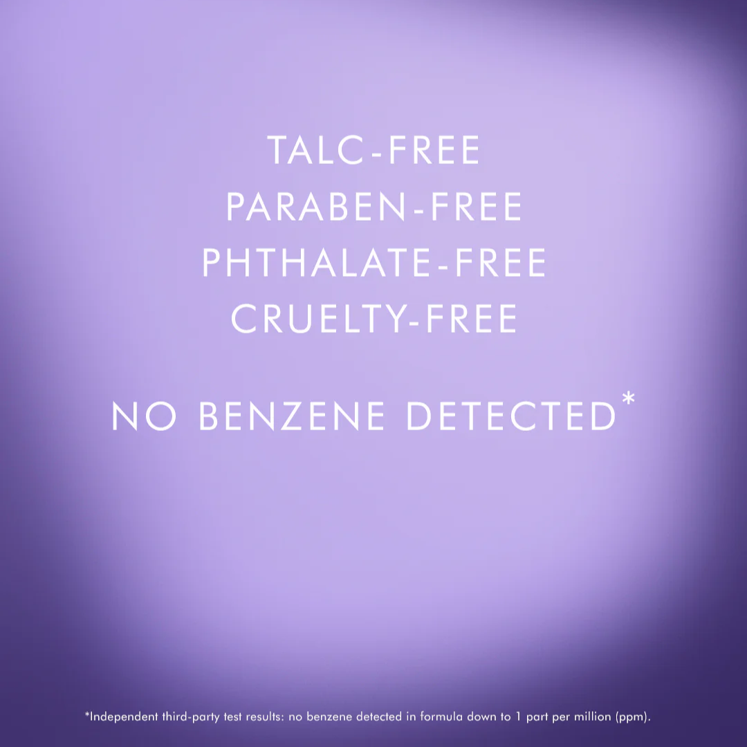 Purple background with white text listing product certifications on a gradient purple background