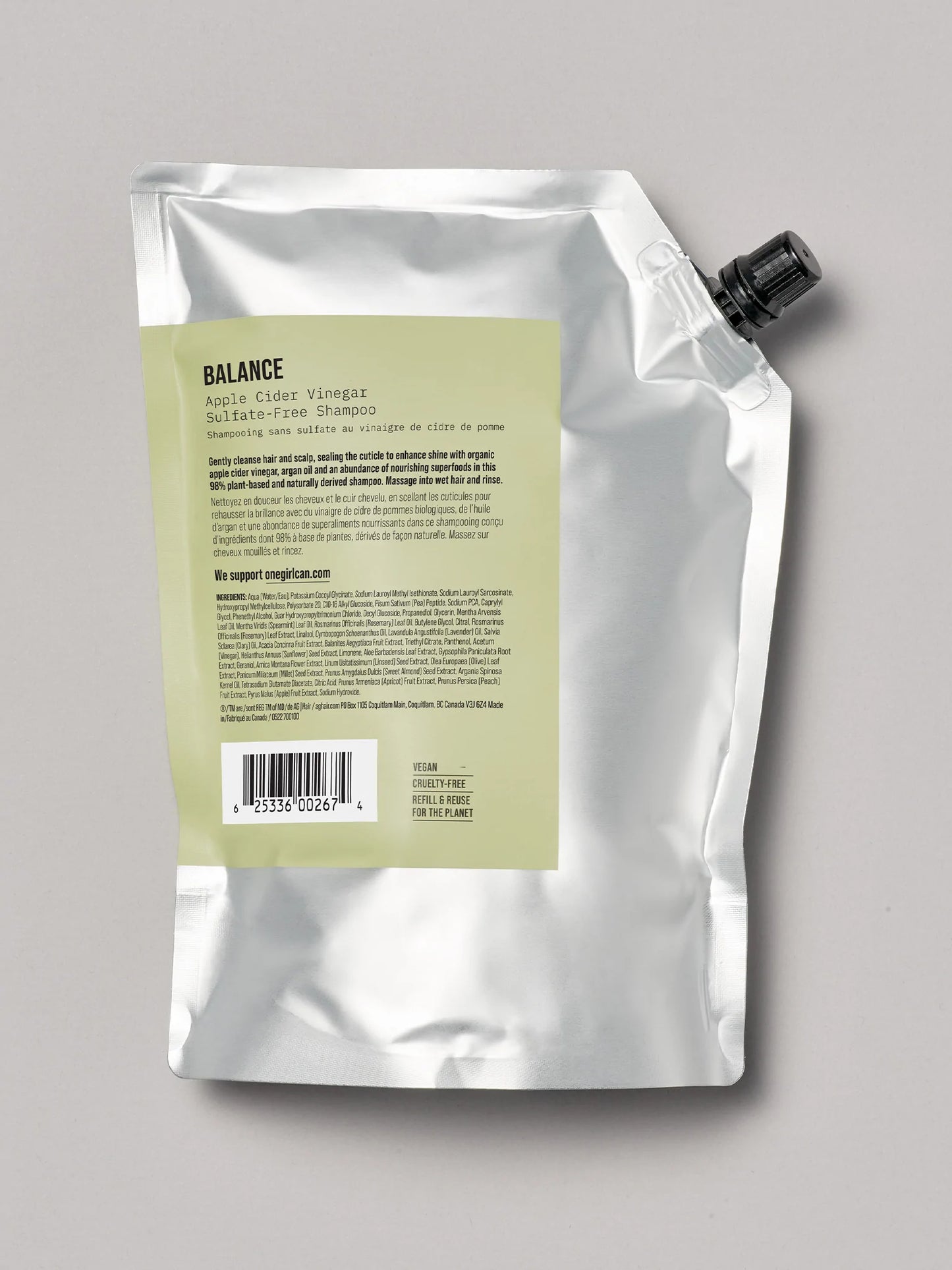 AG Balance Refill Bag Ingredients