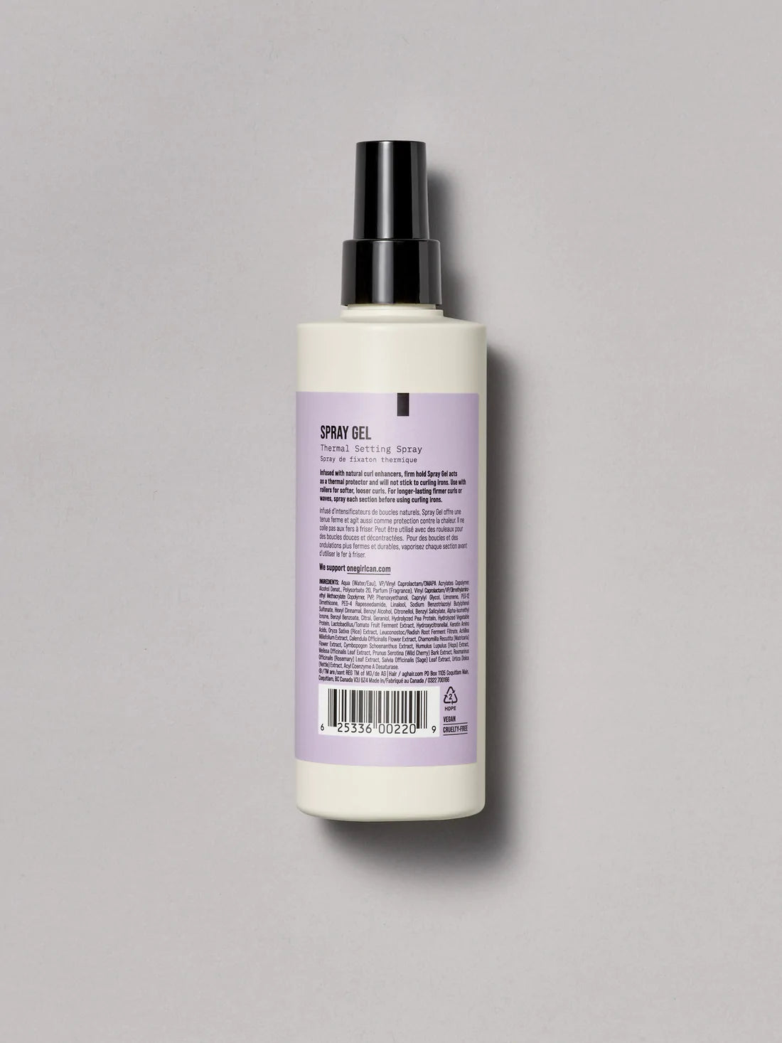 AG Spray Gel Thermal Setting Spray Ingredients, 237ml
