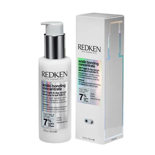 Redken bottle and packaging on a white background