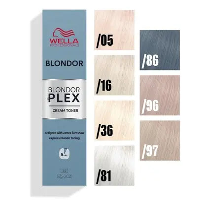 Wella Blondor hair color kit with color swatches on a white background