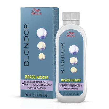 Wella Blondor Brass Kicker hair color product with packaging on a white background