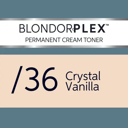 BlondorPlex Permanent Cream Toner label for shade 36 Crystal Vanilla.