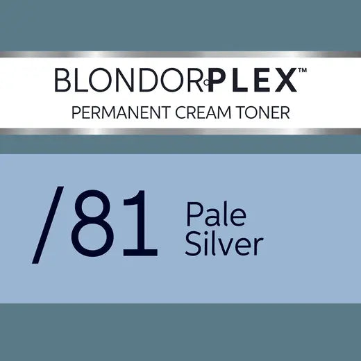 BlondorPlex Permanent Cream Toner label for shade /81 Pale Silver on a blue background