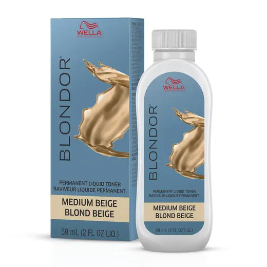 Wella Blondor Medium Beige hair toner bottle and packaging on a white background