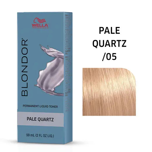 Wella Blondor hair color kit packaging with a sample of 'Pale Quartz' color on a white background