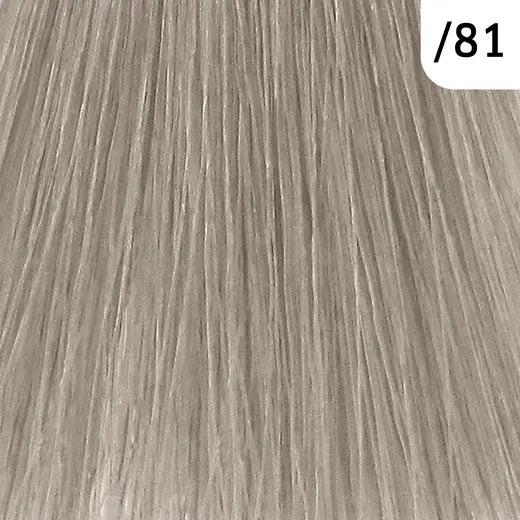 Close-up of gray hair color swatch labeled '/81'