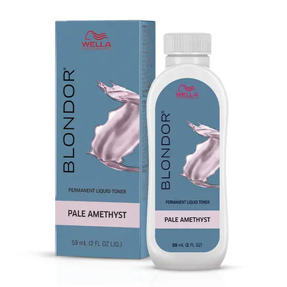 Wella Blondor Permanent Liquid Toner packaging and bottle with 'Pale Amethyst' color on a white background