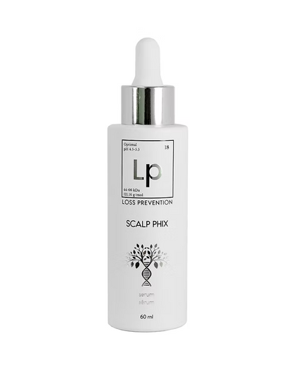 Scalp Phix loss prevention serum bottle labeled 'Scalp Phix' on a white background