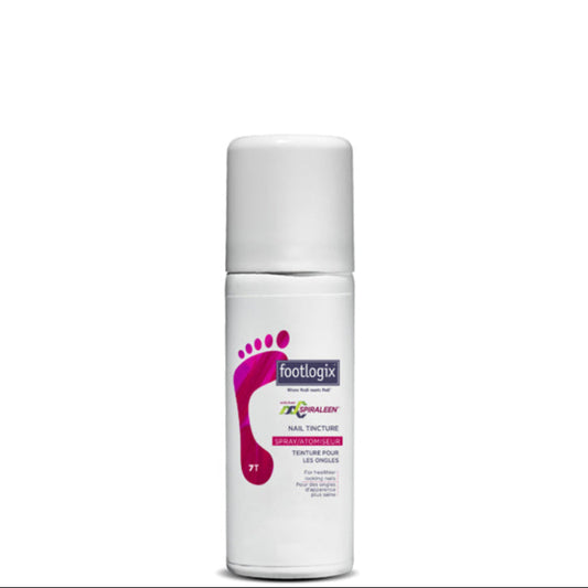 White bottle of foot care product with 'footlogix' branding on a white background