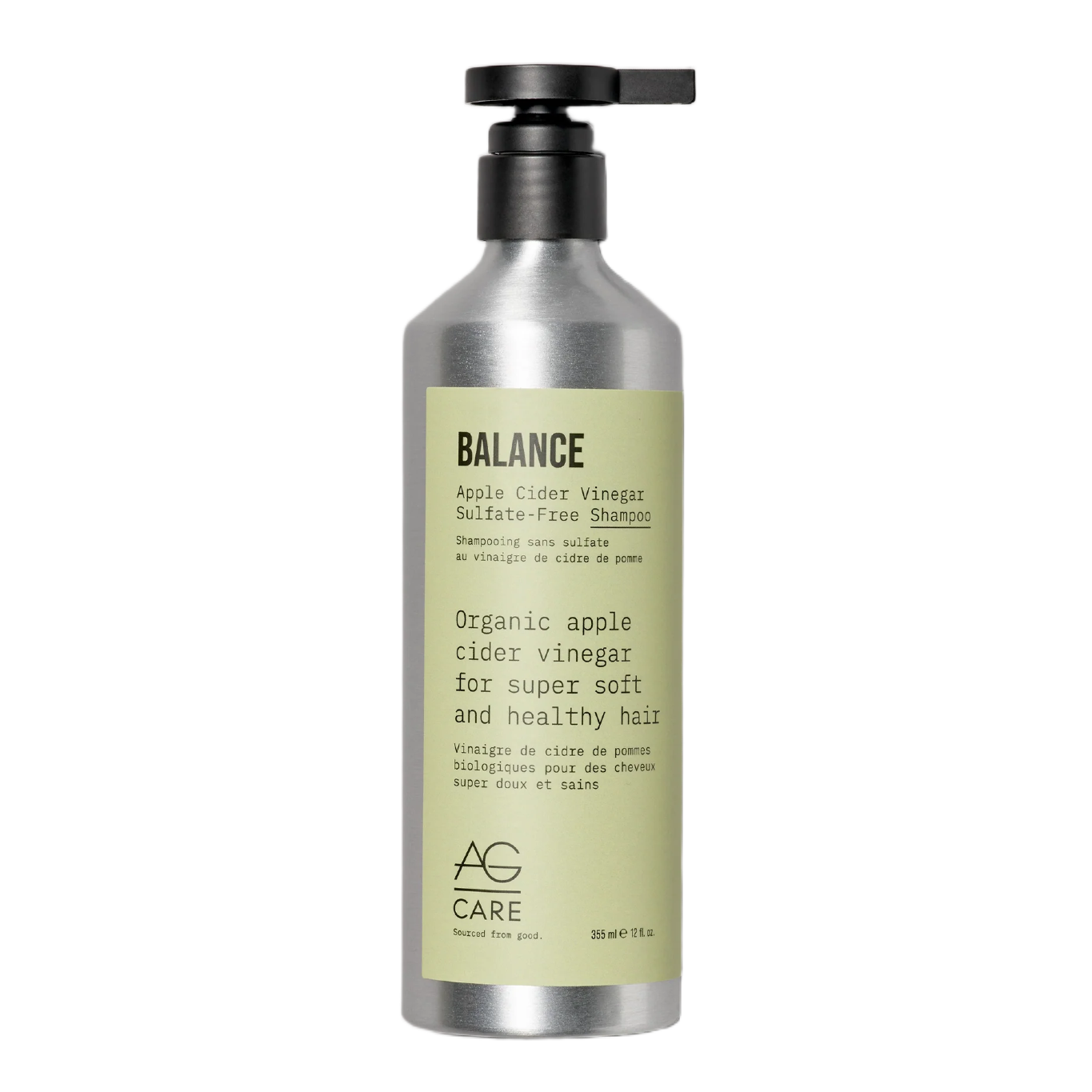 Shampoo bottle labeled 'Balance' with a pump on a white background