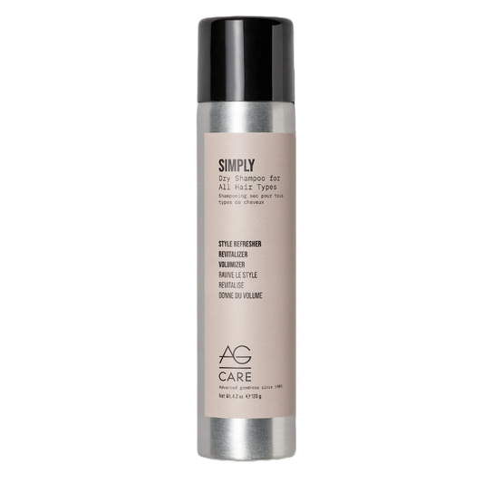 Hair care product bottle with beige label and black cap on a white background