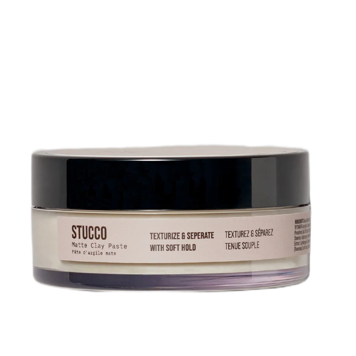 Jar of Stucco paint on a white background
