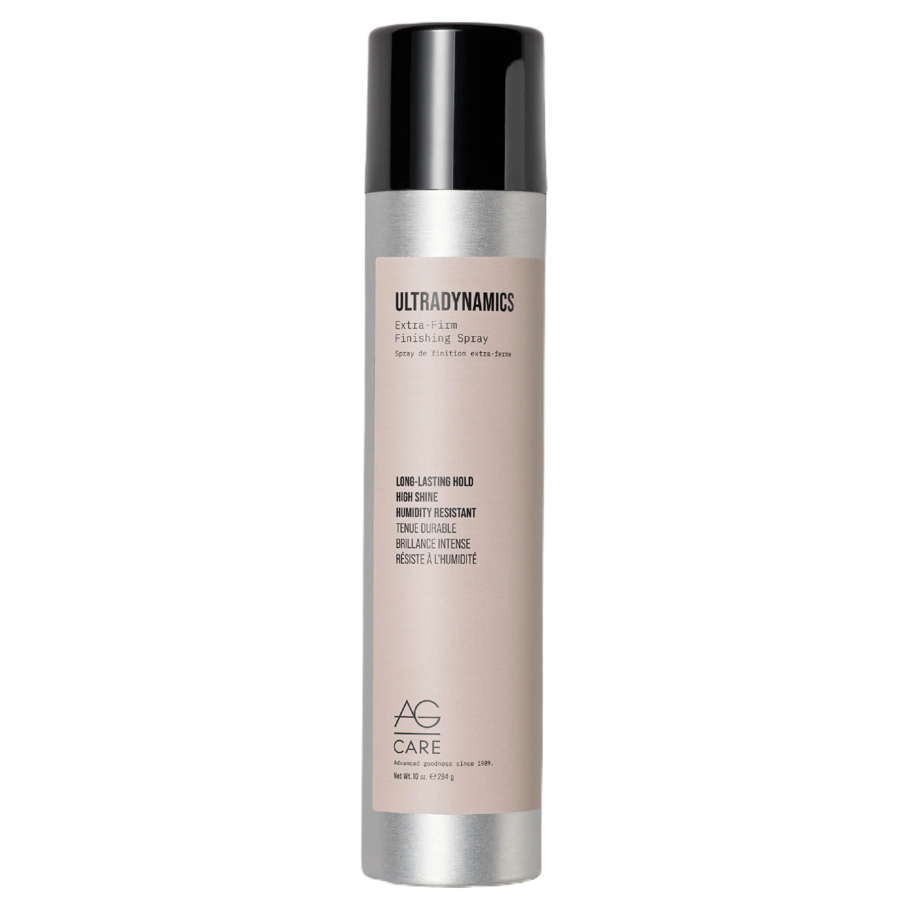 Ultradynamics hair spray bottle on a white background