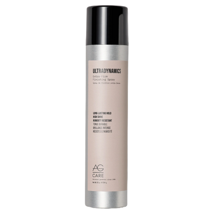 Ultradynamics hair spray bottle on a white background