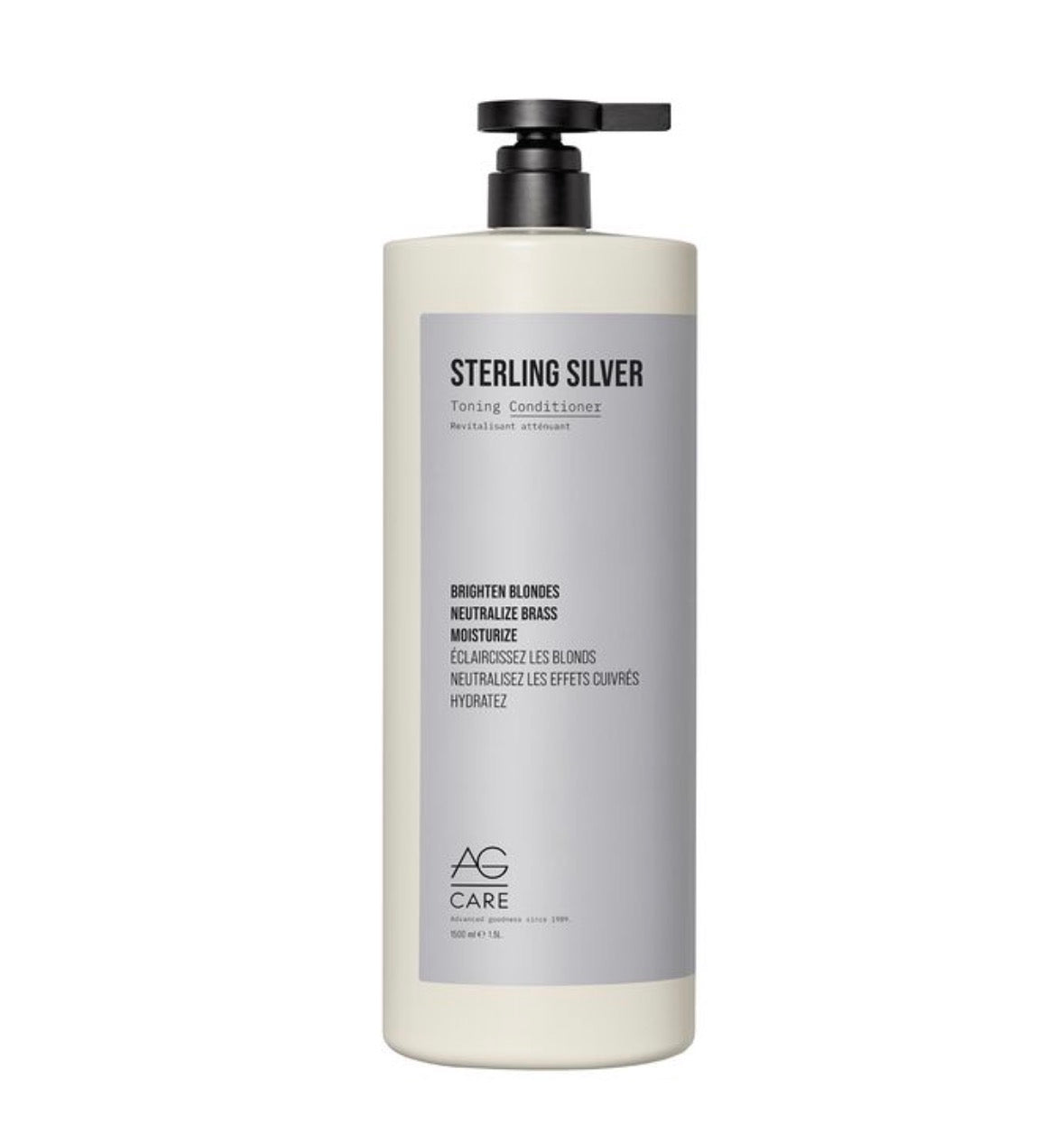 Bottle of Sterling Silver conditioner 1.5L with pump on a white background