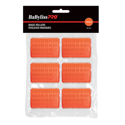 Pack of orange hair rollers with BaBylissPro branding on packaging