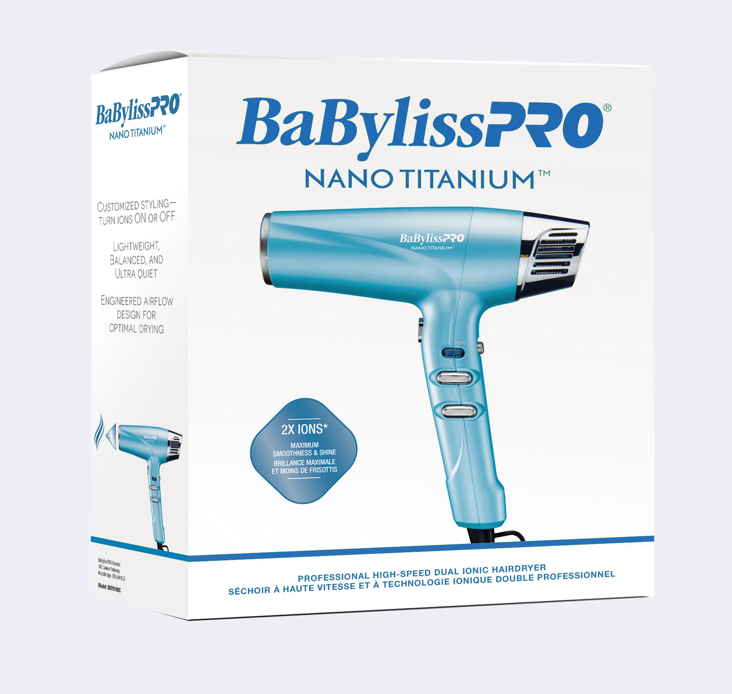 BaBylissPRO Nano Titanium Dual Ionic High-Speed Hair Dryer BNT9100C