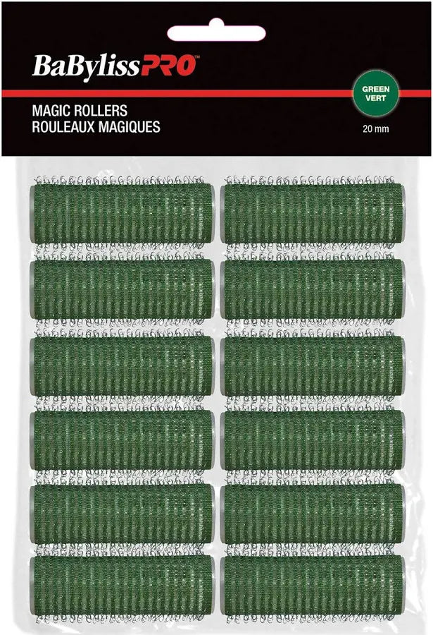 Packaging of BaBylissPro green magic rollers with visible brand logo.