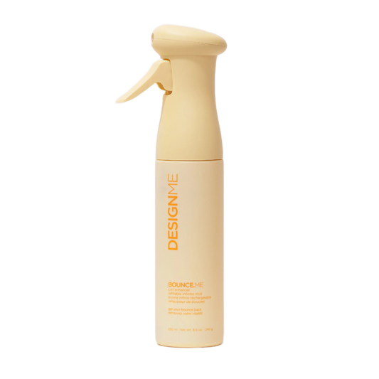 Beige spray bottle with 'DesignMe' branding on a white background