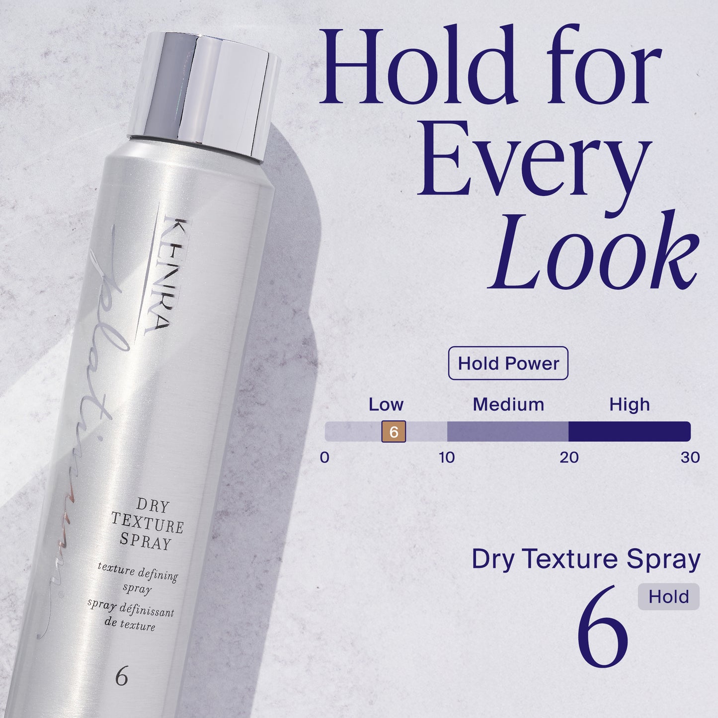 Kenra Dry Texture Spray bottle with control dial on a light gray background