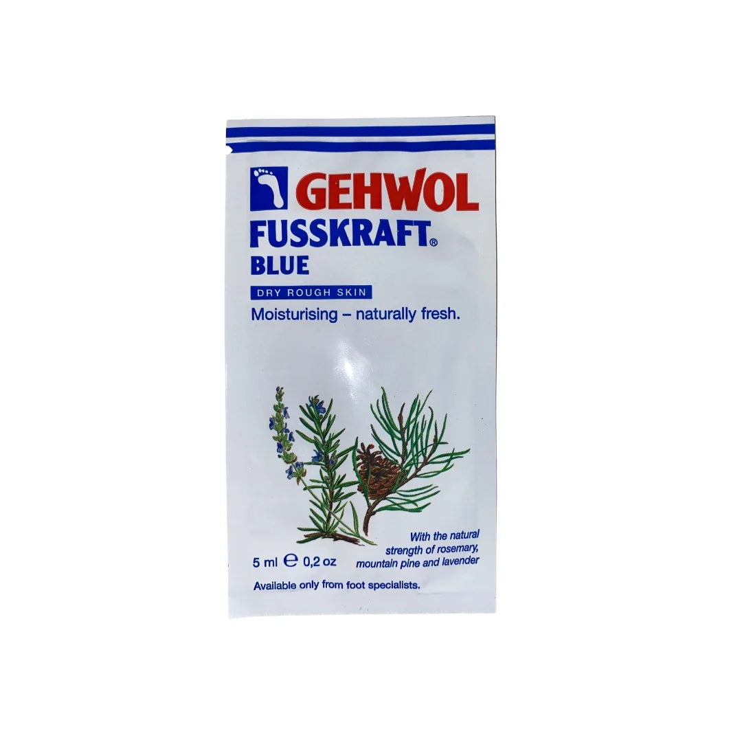 Gehwol Fusskraft Blue 5ml for dry rough skin foot cream one application foil packaging