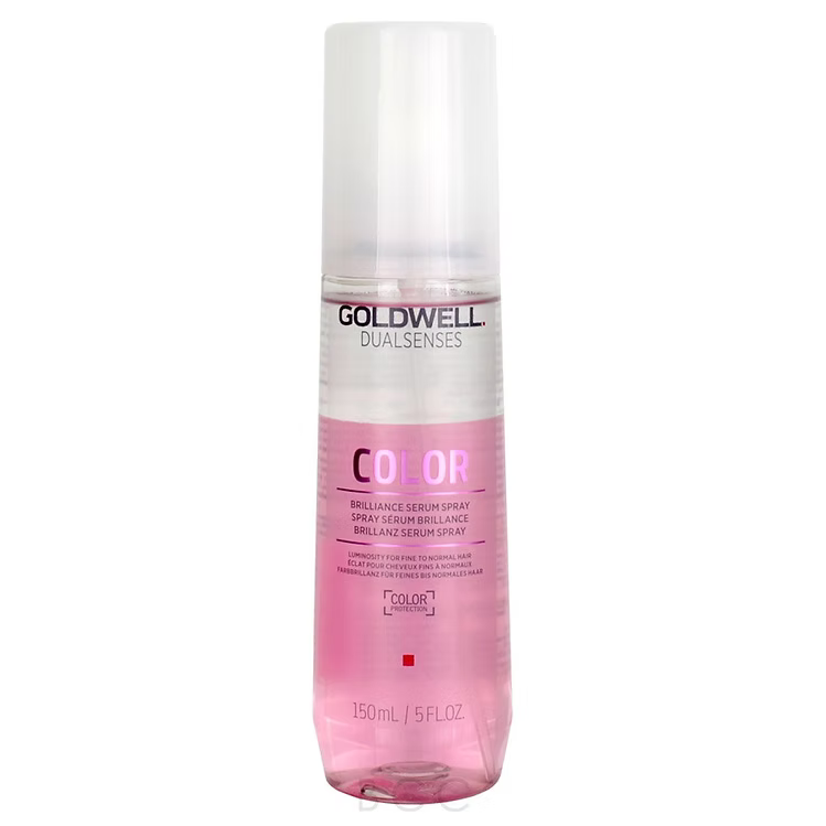 Goldwell Dualsenses Color Brilliance Serum Spray bottle on a white background