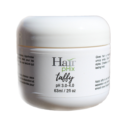 Jar of Hair pHlix taffy on a white background