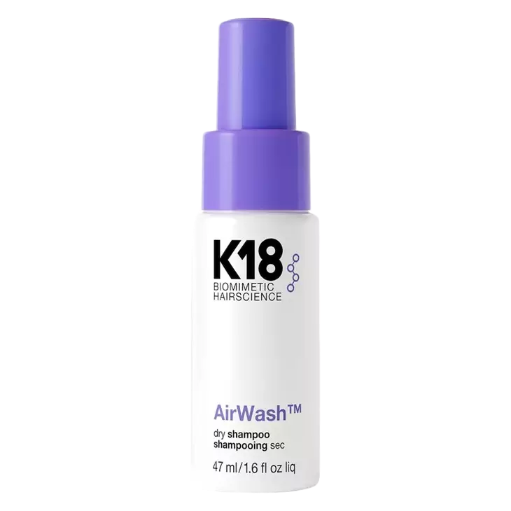 K18 AirWash dry shampoo bottle on a white background