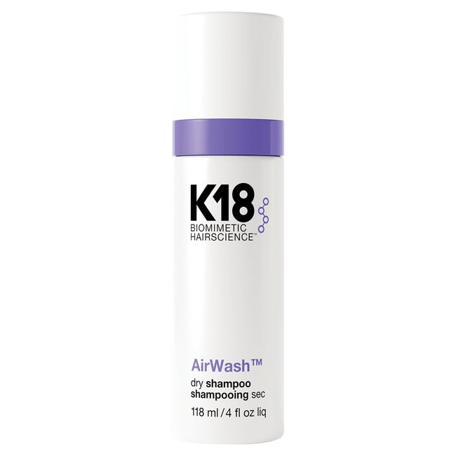 K18 AirWash dry shampoo bottle on a white background