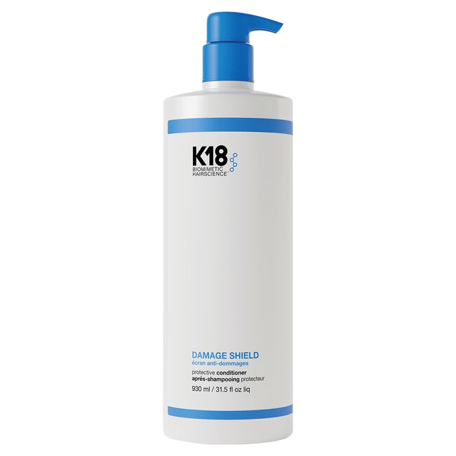 K18 Damage Shield conditioner bottle on a white background