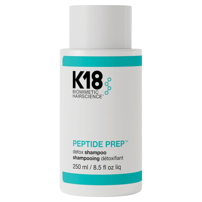 K18 Peptide Prep detox shampoo bottle on a white background
