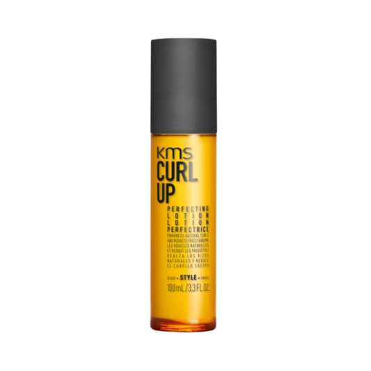 KMS Curl Up hair product bottle on a white background