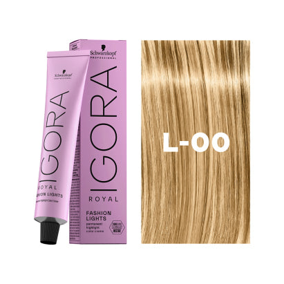 Schwarzkopf Igora hair color L-00 with blonde hair sample 